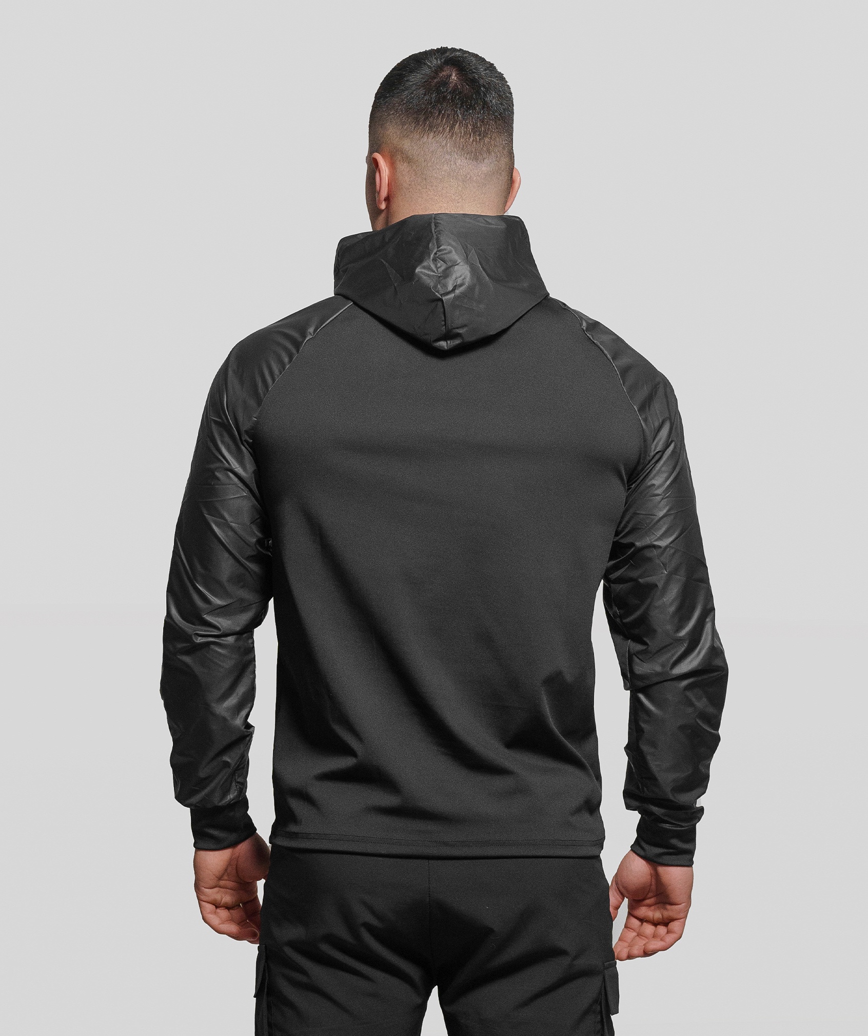 Shadow Half Zipped Hoodie - Black