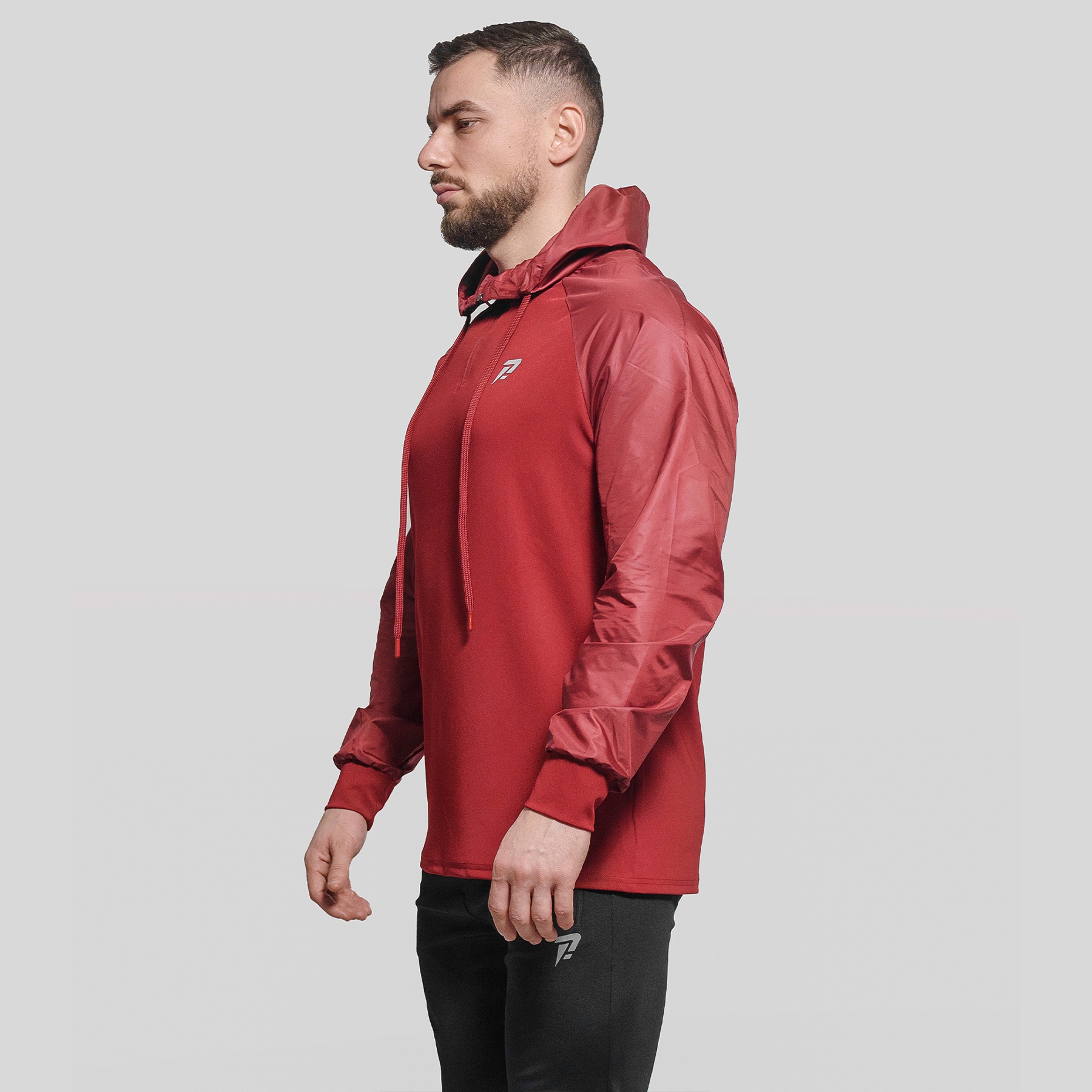 Shadow Half Zipped Hoodie - Cherry